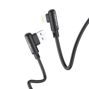 Дата-кабель Borofone BX58 Lightning (угловой штекер 1 м, 2.4 A) цвет: черный