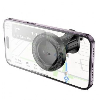 Автодержатель Hoco H56 магнитный круглый в решетку цвет: черный