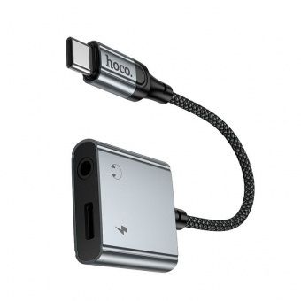 Адаптер Hoco UPA34 Type-C - Type-C+3.5 Jack  цвет: металлик   