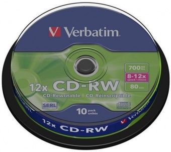 Диск CD-RW VERBATIM DLP 700 Mb 8-12x колба/10