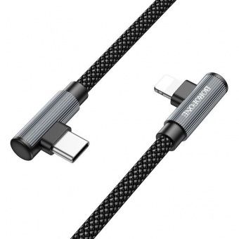 Дата-кабель Borofone BU50 Type-C-IP (2-х угловой штекер,1 м) цвет: металлик
