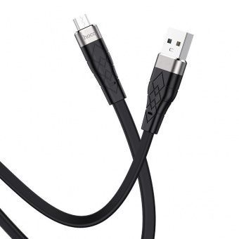 Дата-кабель Hoco X53 Micro (1 м,2.4 A,плоский,силиконовый) цвет: черный