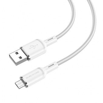 Дата-кабель Borofone BX90 Micro (нейлон 1 м,2.4 A) цвет: белый