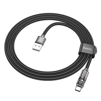 Дата-кабель Hoco U122  Type-C (3 А,нейлон,1.2 м) цвет: черный