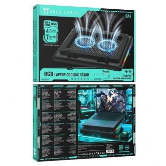 Настольная подставка для ноутбука Hoco GA7 охлаждающая, RGB цвет: черный 