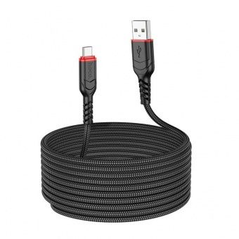 Дата-кабель Hoco X59 Micro (3 м, 2.4 A,нейлон) цвет: черный