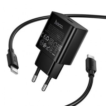 Сетевое зарядное устройство Hoco N76 (PD25W+кабель Type C-Type-C)  цвет: черный  