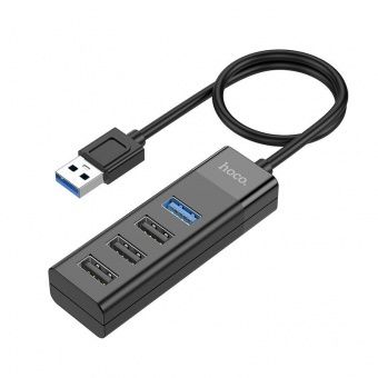 Адаптер Hoco HB25 USB-Xaб на 4 USB (USB3.0+USB2.0*3) цвет: черный
