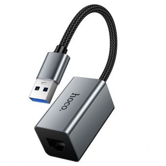 Адаптер Hoco UA48 USB в RJ45 интернет 100 Mbps цвет: металлик