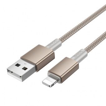 Дата-кабель Hoco X119 Lightning (нейлон 1м., 2.4A) цвет: золото