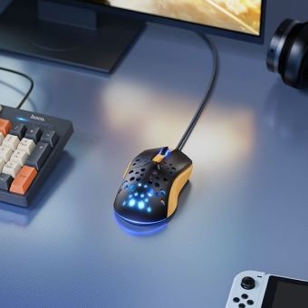 Мышь игровая проводная Hoco GM51 (1.5 м) цвет: черно-желтый 
