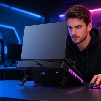 Настольная подставка для ноутбука Hoco GA7 охлаждающая, RGB цвет: черный 