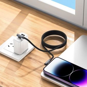 Дата-кабель Borofone BU50 Type-C-IP (2-х угловой штекер,1 м) цвет: металлик