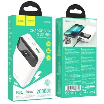 Внешний аккумулятор Hoco J102A  20000 mAh (PD20W+QC3.0) цвет: белый
