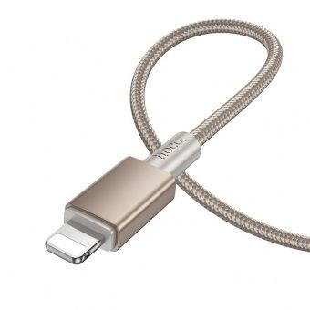 Дата-кабель Hoco X119 Lightning (нейлон 1м., 2.4A) цвет: золото