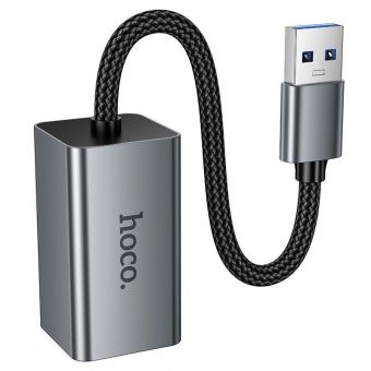 Адаптер Hoco UA48 USB в RJ45 интернет 100 Mbps цвет: металлик