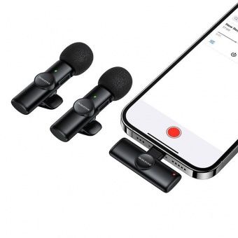 Микрофон Borofone BFK16 беспроводной IP- 2 шт. на клипсе цвет: черный