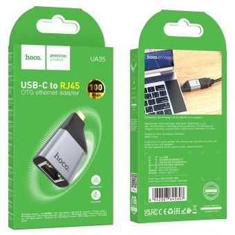 Адаптер Hoco UA35 Type-C - RJ45  цвет: металлик 