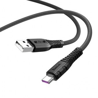 Дата-кабель Hoco x67 Type-C 5A (1 м, 5 A,нано-силикон) цвет: черный