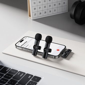 Микрофон Borofone BFK16 беспроводной IP- 2 шт. на клипсе цвет: черный