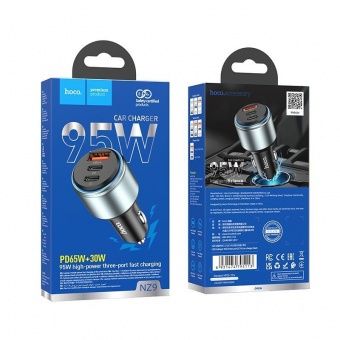 Автомобильное ЗУ Hoco NZ9 (1USB+2 Type-C 95W) цвет: черный