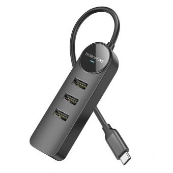 Адаптер Borofone DH5 4 в 1 (Type-C в USB3.0+USB2.0*3) 0.2m
