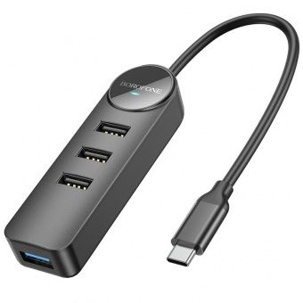 Адаптер Borofone DH5 4 в 1 (Type-C в USB3.0+USB2.0*3) 0.2m