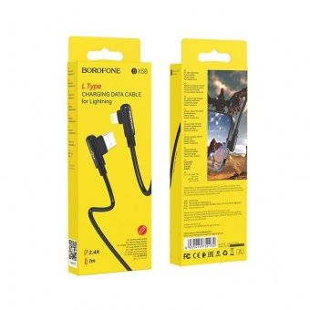 Дата-кабель Borofone BX58 Lightning (угловой штекер 1 м, 2.4 A) цвет: черный