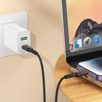 Дата-кабель Hoco X59 Type-C-IP (3 м, 2.4 A,нейлон) цвет: Чёрный