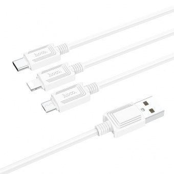 Дата-кабель Hoco X74 3 в 1 lightning+Micro+Type-c (1.0 м.,2A) цвет: белый