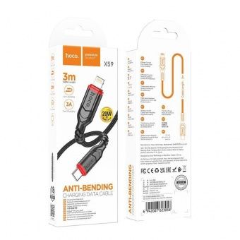 Дата-кабель Hoco X59 Type-C-IP (3 м, 2.4 A,нейлон) цвет: Чёрный