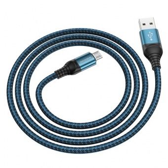 Дата-кабель BOROFONE BX56 Micro (1м.,двухцветный нейлон 2.4A) цвет: синий