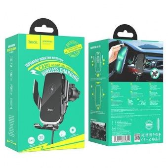 Автодержатель+беспроводная зарядка Hoco CA202 Plus цвет: черный