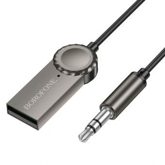 Автомобильный беспроводной AUX адаптер Borofone BC56 (питание от USB) цвет: металлик
