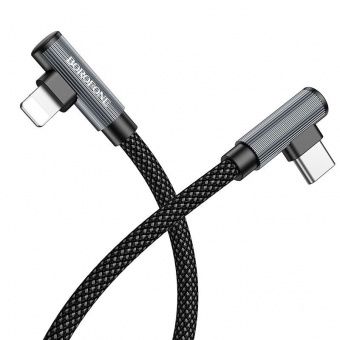 Дата-кабель Borofone BU50 Type-C-IP (2-х угловой штекер,1 м) цвет: металлик