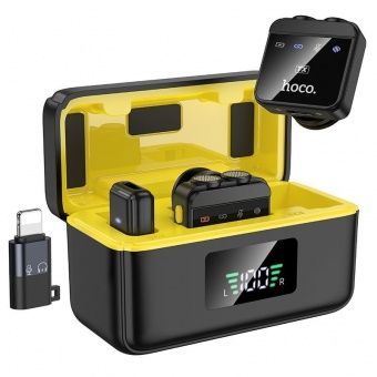 Микрофон Hoco L17 беспроводной IP /Type-C на клипсе цвет: Чёрный