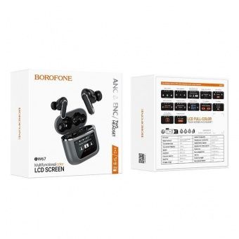 Беспроводные наушники Borofone BW67 TWS (Touch screen+ ANC+ENC) цвет:металлик