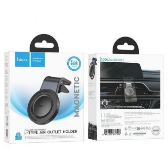 Автодержатель Hoco H59 магнитный круглый в решетку,клипса цвет: черный