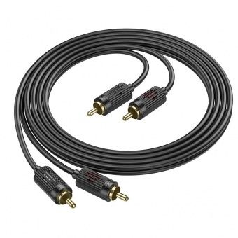 Акустический кабель Hoco UPA29  2 RCA - 2 RCA (нейлон 1.5 м) цвет: черный