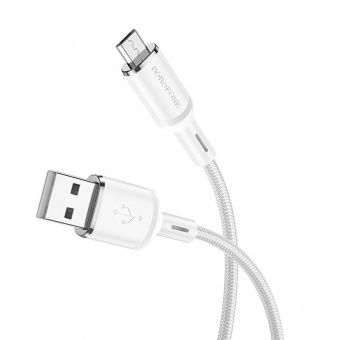 Дата-кабель Borofone BX90 Micro (нейлон 1 м,2.4 A) цвет: белый