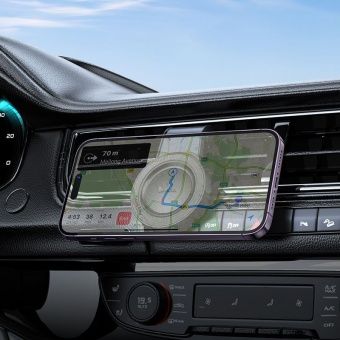 Автодержатель Hoco H59 магнитный круглый в решетку,клипса цвет: черный