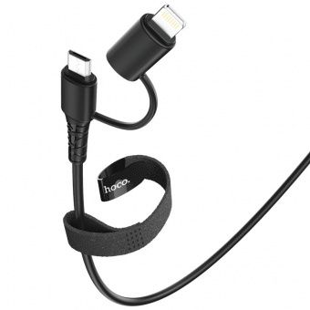Дата-кабель Hoco X54  2 в 1  USB to Micro/USB to Lightning(1.0 м,2.4A) цвет: черный