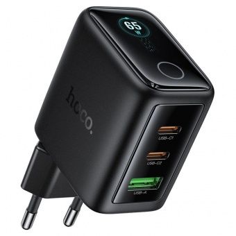 Сетевое зарядное устройство Hoco N79 (PD65W(2C1A + дисплей)  цвет: черный  