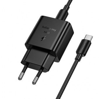 Сетевое зарядное устройство Hoco N76 (PD25W+кабель Type C-Type-C)  цвет: черный  