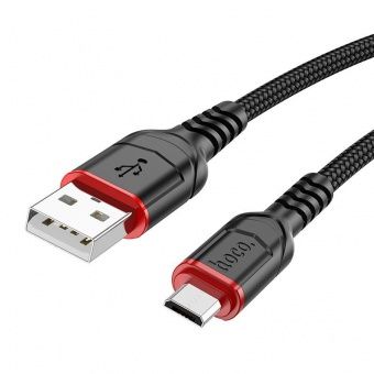 Дата-кабель Hoco X59 Micro (3 м, 2.4 A,нейлон) цвет: черный