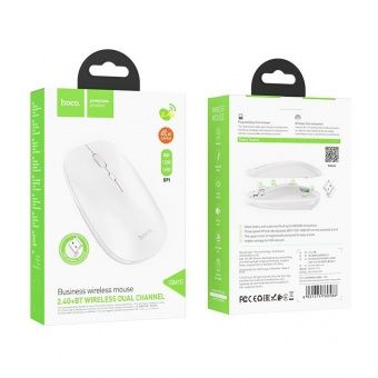 Мышь беспроводная Hoco GM15 (2,4G + Bluetooth,1600dpi) цвет: белый