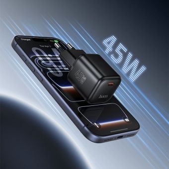 Сетевое зарядное устройство Hoco N84 Gan (PD45W)  цвет: черный
