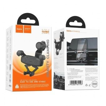 Автодержатель Hoco H66 гравитационный в решетку цвет: черный 