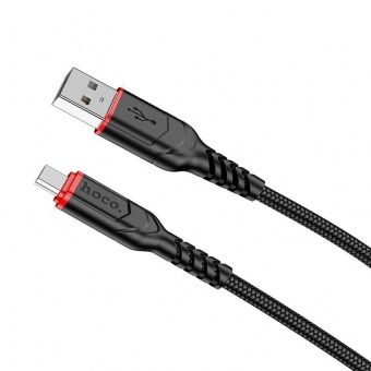 Дата-кабель Hoco X59 Micro (3 м, 2.4 A,нейлон) цвет: черный