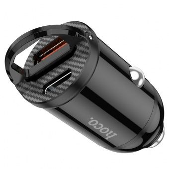Автомобильное ЗУ Hoco NZ2 (USB+Type-C: 5В/4,8А, PD30W, QC3.0) цвет: черный